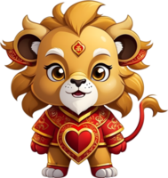 AI generated cartoon chinese lion for new year party png