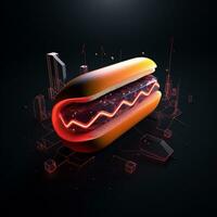 AI generated 3d logo featuring a hotdog with geometric shapes. Generative AI photo