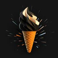 AI generated 3D logo featuring an ice cream cone with geometric shapes. Generative AI photo