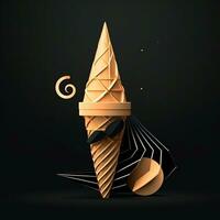 AI generated 3D logo featuring an ice cream cone with geometric shapes. Generative AI photo