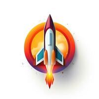AI generated 3d logo of a rocket. Generative AI photo
