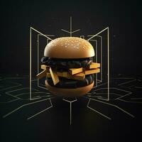 AI generated 3d logo featuring a burger with geometric shapes. Generative AI photo