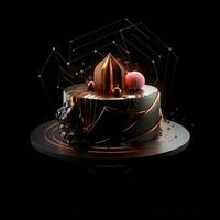 AI generated 3d logo featuring a cake with geometric shapes. Generative AI photo