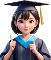 AI generated an illustration of a girl in a graduation gown png