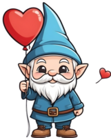 AI generated valentine's day gnome holding heart balloon png