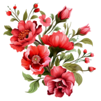 AI generated Red and pink flowers isolated on a transparent background. png