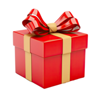 AI generated Gift box with red ribbon isolated on transparent background. png