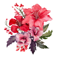 AI generated Red and pink flowers isolated on a transparent background. png