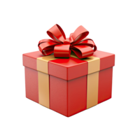 AI generated Gift box with red ribbon isolated on transparent background. png