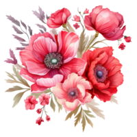 AI generated Red and pink flowers isolated on a transparent background. png