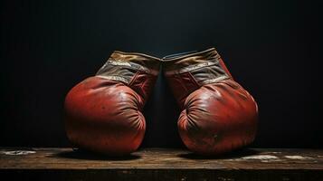 AI generated photograph a close-up of a pair of boxing gloves. Generative AI photo