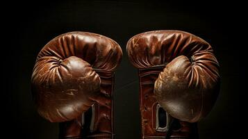 AI generated photograph a close-up of a pair of boxing gloves. Generative AI photo