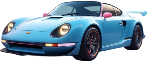 AI generated a blue and white sports car on a transparent background png