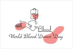 Blood donate day continuous line drawing vector