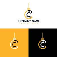 Letter C bulb Light logo vector