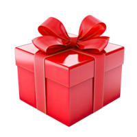 AI generated Gift box with red ribbon isolated on transparent background. png