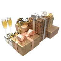 The gold text and gift box for Valentine's Day concept 3d rendering png