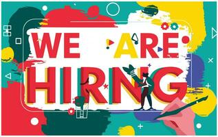 We Are Hiring People Recruitment Human Resources Concept Vector Illustration, We are hiring banner, flat vector illustration. Job interview concept.