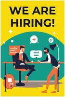 We are hiring poster. Flat illustration of we are hiring poster for web design, Conceptual illustration showing We Hiring. Concept meaning recentl vector