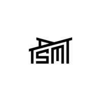 sm inicial letra en real inmuebles logo concepto vector