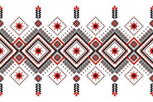 Fabric flower pattern art. Geometric ethnic seamless pattern in tribal. vector