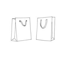 Hand-drawn delivery bag sketch set. Paper Bag for Grocery Shopping. Vector hand-drawn illustration isolated on a white background.