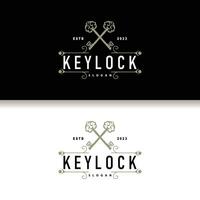 Home security design simple key logo old vintage minimalist template illustration vector