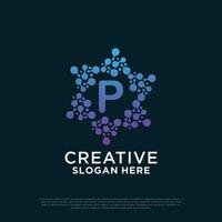 Connection logo design with letter creative concept Premium Vector