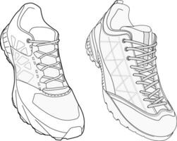 Hiking shoes technical illustration vector