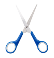 Small multipurpose scissors with blue handle isolated with clipping path in png file format