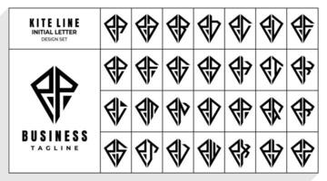 Set of abstract line kite letter P PP logo design vector