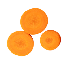 Top view of beautiful orange carrot slices in set isolated with clipping path in png file format
