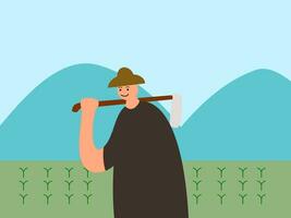 flat design farmer vector illustration