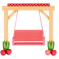 Valentine decoration Love Chair Swing on a transparent background, 3D rendering png