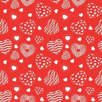 el modelo es sin costura con corazones en rojo. San Valentín día modelo para papel, para embalaje para antecedentes. vector