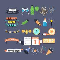 Set of New Year decorative element collection vector