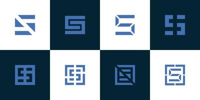 Set of collection initial letter s ss logo template. icons for business of fashion, square, build vector