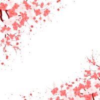 Sakura Bloom Frame. Cherry Blossom Background. Spring Floral Border. Flower Petal Clipart. png