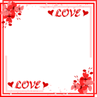 Romantic Frame, Flower Heart Background. Valentine Frame Border. png