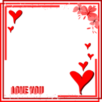 Valentine Love frame. Flower Heart Background. Floral Clipart Illustration png