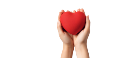 AI generated hand holding red heart, transparency background png