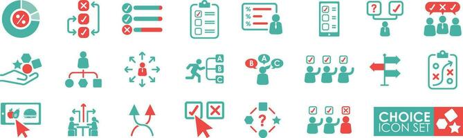 Choice icons in different styles of vector illustration. Solid icon style.