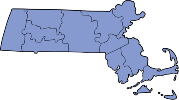 rabisco à mão livre desenhando do Massachusetts Estado mapa. png