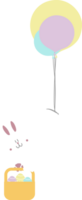 happy easter with bunny rabbit and basket of egg, flat png transparent element character design