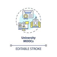 2D editable multicolor icon university MOOCs concept, simple isolated vector, MOOC thin line illustration. vector