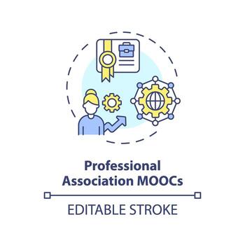 2D editable multicolor icon professional association MOOCs concept, simple isolated vector, MOOC thin line illustration. vector