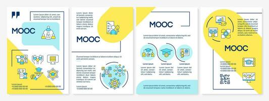 2D MOOC multicolor brochure template, leaflet design with thin line icons, 4 vector layouts.