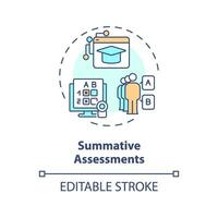 2D editable multicolor icon summative assessments concept, simple isolated vector, MOOC thin line illustration. vector