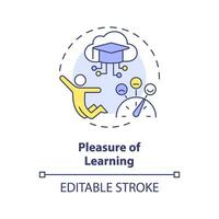 2D editable multicolor icon pleasure of learning concept, simple isolated vector, MOOC thin line illustration. vector