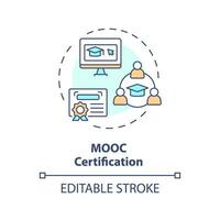 2D editable multicolor icon MOOC certification concept, simple isolated vector, MOOC thin line illustration. vector